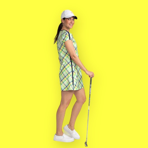 Golf *FINAL DROP* Tennis Shortsleeved Dress with shorts - Picnic Plaid NWT - Picture 4 of 12